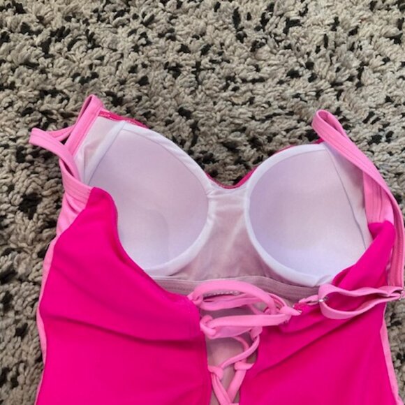Hot Pink Brand New swimsuit Size Small Lattice back adjustable Straps Cups - Picture 3 of 6